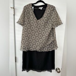 Los Angeles Apparel Black and Cream Floral Dress